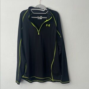 Under Armour Black Pull Over with Neon Green Accents - Cold Gear